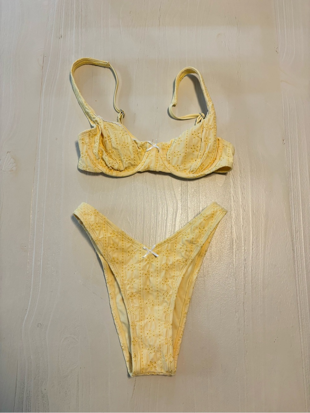 wild fable Yellow Eyelet Bikini Set